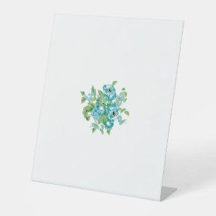 Decoratieve stijl, Mint Cream, Vormt blauw, Blauwg Reclamebord Met Voetstuk