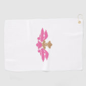 Decoratieve stijl, warm roze, Antiek messing Golfhanddoek (Horizontaal)