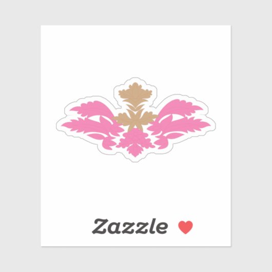 Decoratieve stijl, warm roze, Antiek messing Sticker (Vel)