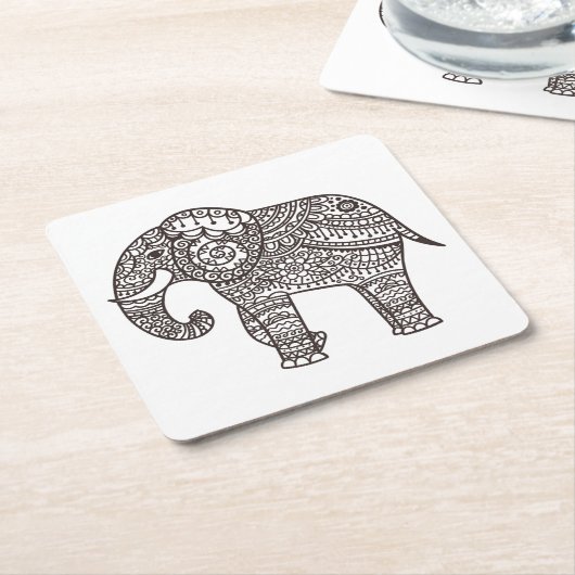 Decoratieve stijlolifant kartonnen onderzetters (Schuin)