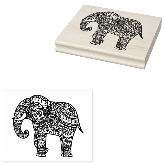 Decoratieve stijlolifant rubberstempel (Gestempeld)