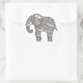 Decoratieve stijlolifant vierkante sticker (Tas)