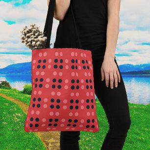Decoratieve Stippen in roze en grijze Canvas tas