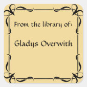 Decoratieve  strikken Bookplate Vierkante Sticker (Voorkant)