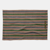 Decoratieve stripe keukenhanddoek - groen/roze (Horizontaal)