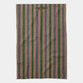 Decoratieve stripe keukenhanddoek - groen/roze (Verticaal)