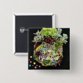 Decoratieve succulenten vierkante button 5,1 cm (Voorkant /achterkant)