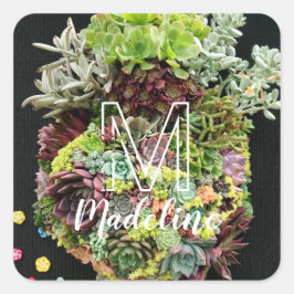 Decoratieve succulenten vierkante sticker