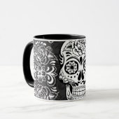 Decoratieve suiker Zwarte witte gothische romp Mok (Voorkant links)