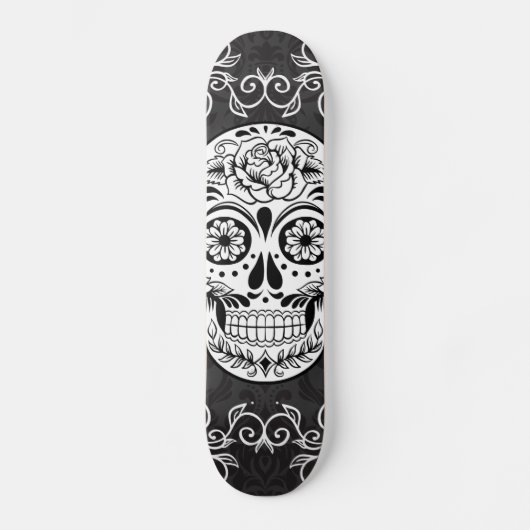 Decoratieve suiker Zwarte witte gothische romp Persoonlijk Skateboard (Voorkant)
