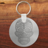 Decoratieve suikerschedel met roestvrij staal sleutelhanger (Voorkant)