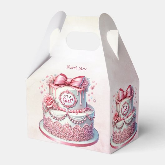 Decoratieve taart roze boog gunst doos bedankdoosjes (Achterkant)