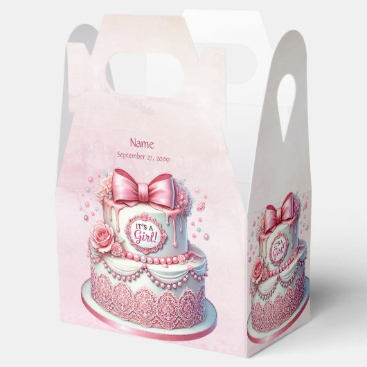 Decoratieve taart roze boog gunst doos bedankdoosjes (Geopend)