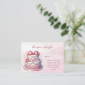 Decoratieve taart Roze strik Baby shower behuizing Informatiekaartje (Staand voorkant)