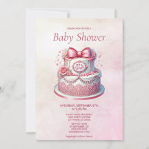 Decoratieve taart Roze strik Baby shower Uitnodigi