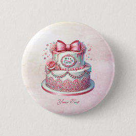 Decoratieve taart Roze strik Button