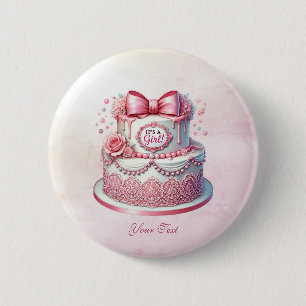 Decoratieve taart Roze strik Button
