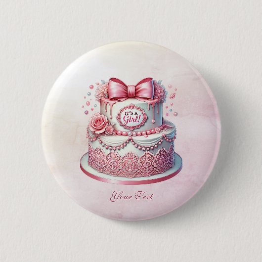 Decoratieve taart Roze strik Button (Voorkant)