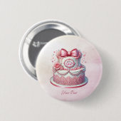 Decoratieve taart Roze strik Button (Voorkant /achterkant)