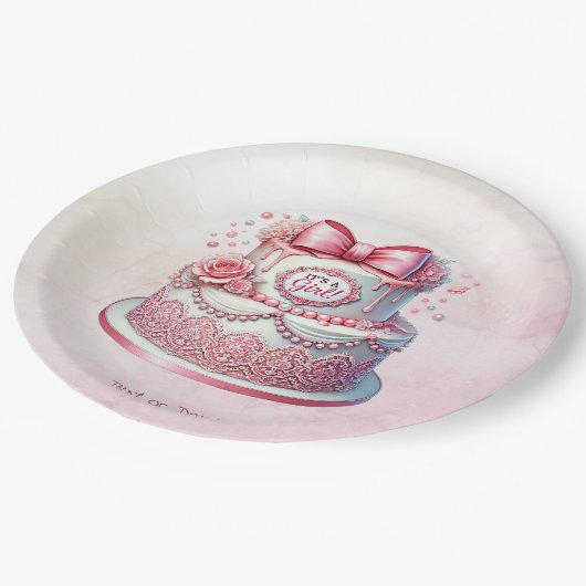 Decoratieve taart Roze strik papier Bord (Gekanteld)