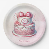 Decoratieve taart Roze strik papier Bord (Voorkant)