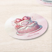Decoratieve taart Roze strik papier Onderzetter (Gebogen)