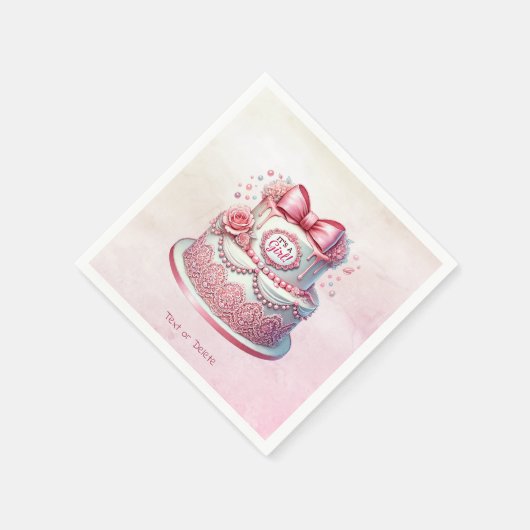 Decoratieve taart Roze strik servetten (Hoek)