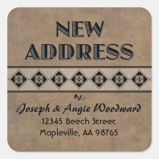 Decoratieve Tan Custom New Address Stickers (Voorkant)