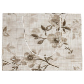 Decoratieve tas met bruin bloemontwerp groot cadeauzakje (Achterkant)