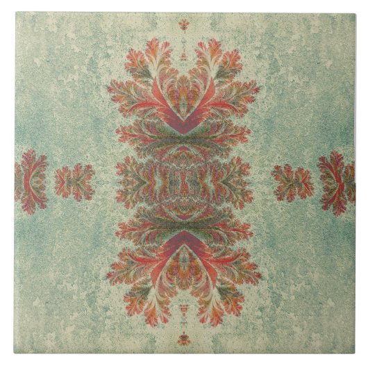  Decoratieve Tegel Duo: Groen en Reddish-Brow Tegeltje (Voorkant)