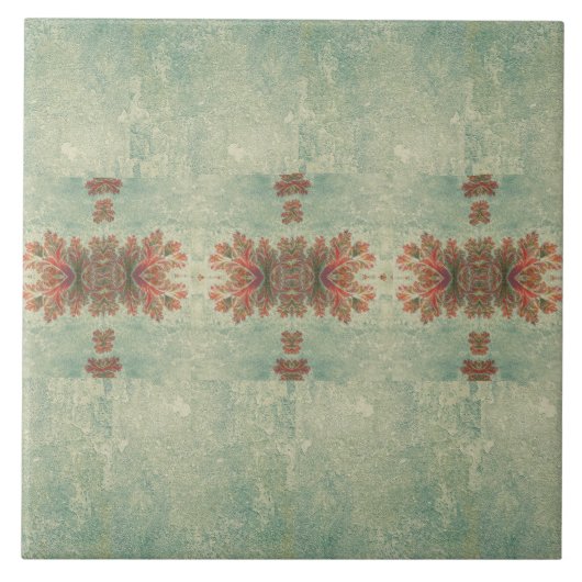 Decoratieve Tegel Duo: Groen en Reddish-Brow Tegeltje (Voorkant)