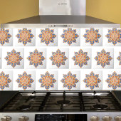 Decoratieve tegel Medallion oranje en blauw Tegeltje