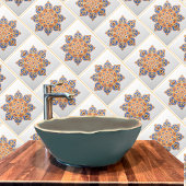 Decoratieve tegel Medallion oranje en blauw Tegeltje