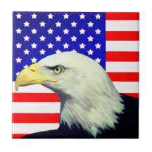 Decoratieve Tegel met Amerikaanse vlag en Eagle