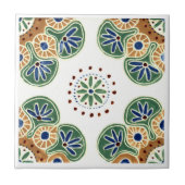 Decoratieve tegel met repetitief, groen en bruin tegeltje (Voorkant)