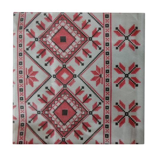 Decoratieve Tegels rood en zwart Tegeltje (Voorkant)