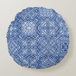 Decoratieve tegels van keramische azulejo. Kleurco Rond Kussen