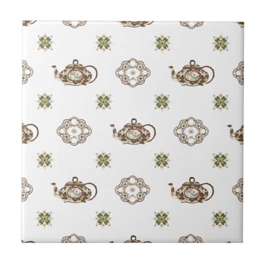 Decoratieve theepotten tegeltje (Voorkant)