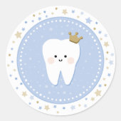 Decoratieve ticker van de eerste Tandpartij Ronde Sticker (Voorkant)