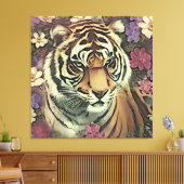 Decoratieve Tiger Bloem Canvas Print (Insitu (Woonkamer))