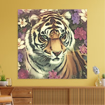 Decoratieve Tiger Bloem Canvas Print