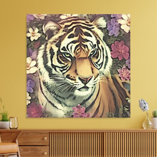 Decoratieve Tiger Bloem Canvas Print (Insitu (Woonkamer))