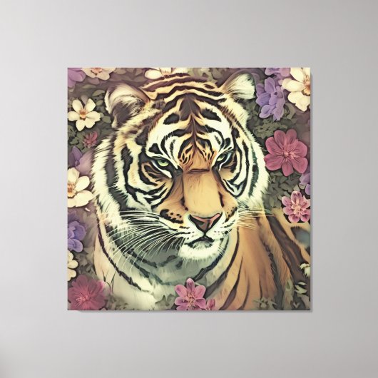 Decoratieve Tiger Bloem Canvas Print (Voorkant)