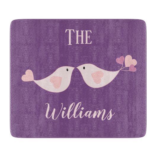 Decoratieve Tortelduifjes Snijplank (Voorkant)