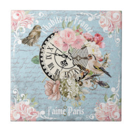 Decoratieve trendy  Franse letters Floral Tegeltje