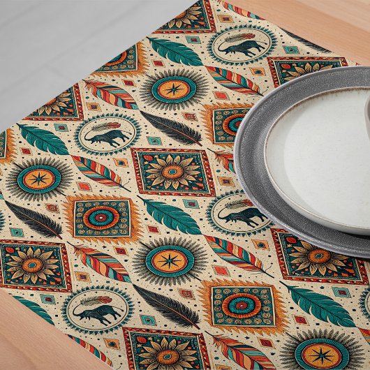 Decoratieve Tribal Table Runner in aardse tinten Lange Tafelloper