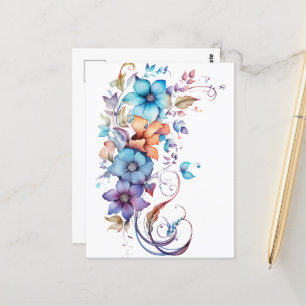 Decoratieve tropische Waterverf bloemen Briefkaart