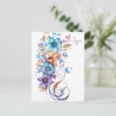 Decoratieve tropische Waterverf bloemen Briefkaart (Staand voorkant)