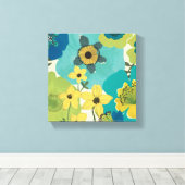 Decoratieve tuinbloemen canvas afdruk (Insitu (Houten vloer))