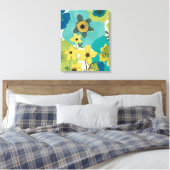 Decoratieve tuinbloemen canvas afdruk (Insitu (Slaapkamer))